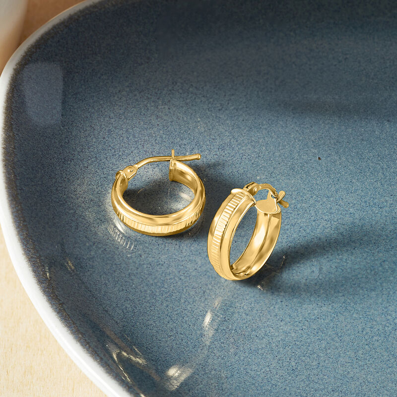 Italian 14kt Yellow Gold Huggie Hoop Earrings. 1/2&quot; image number 1