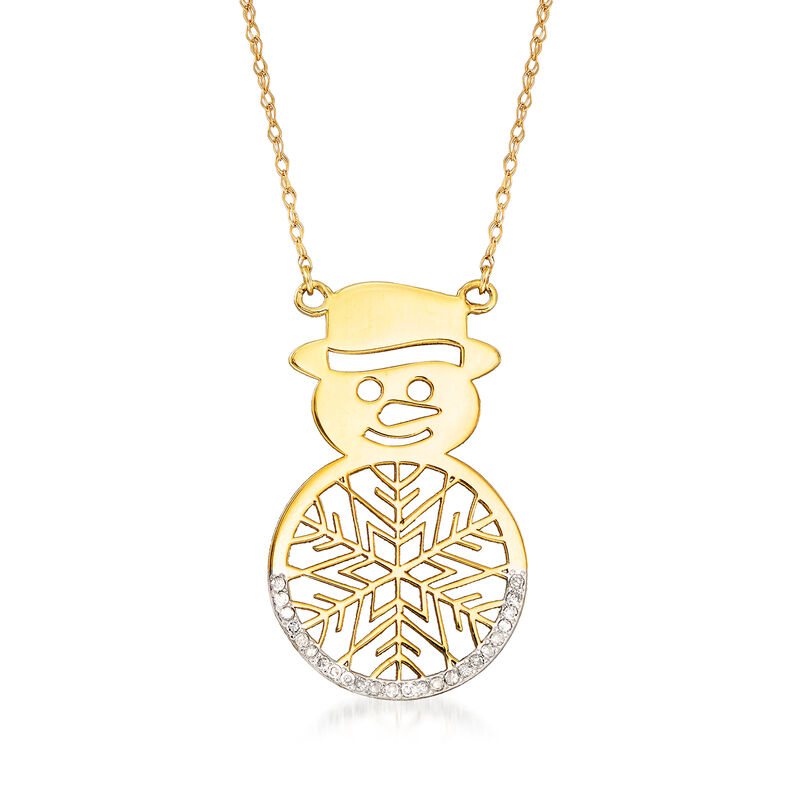 Diamond-Accented Snowman Necklace in 14kt Yellow Gold image number 0