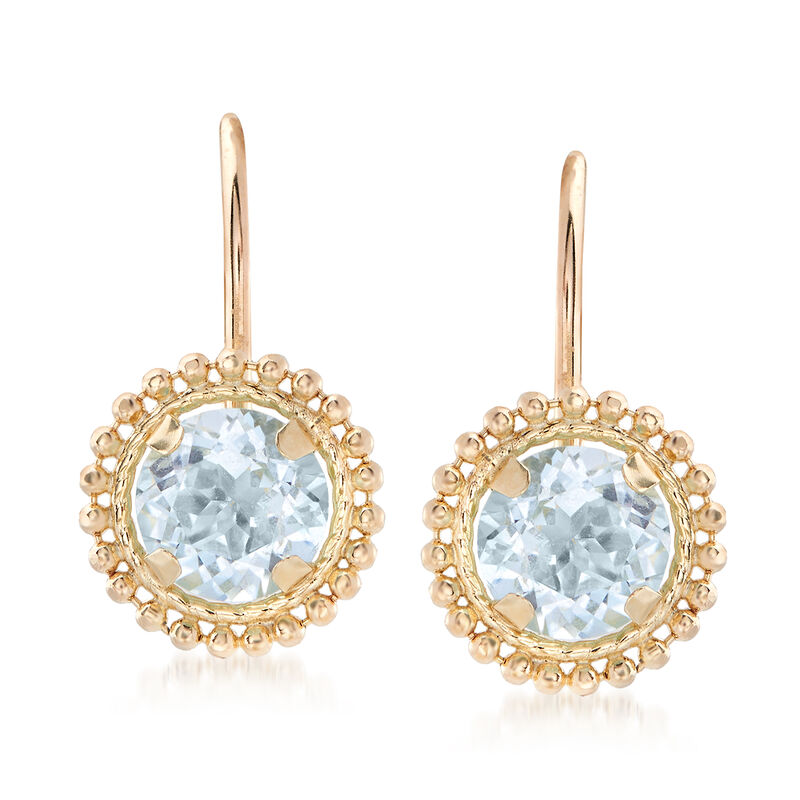 1.10 ct. t.w. Blue Topaz Beaded Drop Earrings in 14kt Yellow Gold image number 0