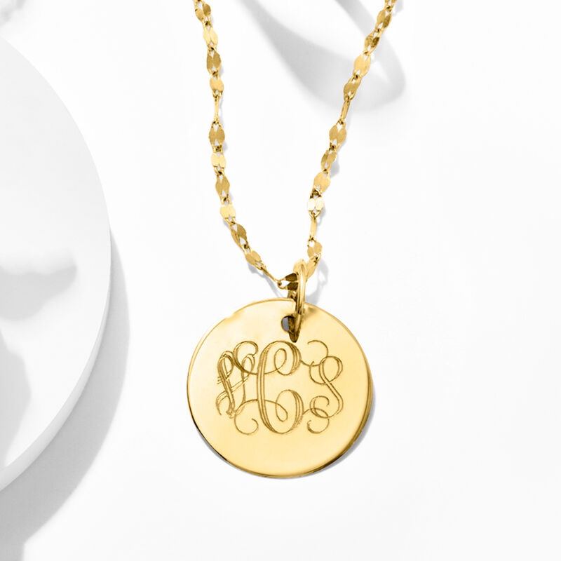 Italian 14kt Yellow Gold Personalized Disc Necklace image number 2