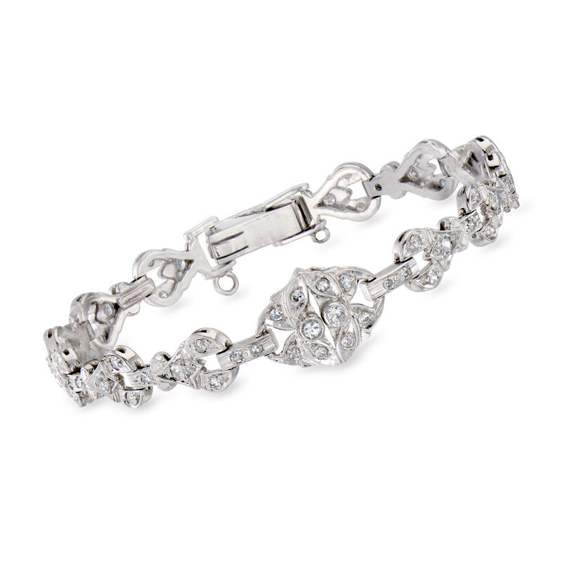 C. 1990 Vintage 1.55 ct. t.w. Diamond Bracelet in Platinum. 6.75&quot; image number 0