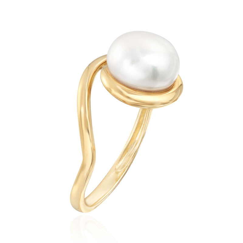9-10mm Cultured Pearl Loop Ring in 14kt Yellow Gold image number 2