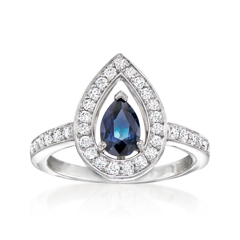 C. 1990 Vintage .64 Carat Sapphire and .40 ct. t.w. Diamond Ring in Platinum. Size 5 image number 0