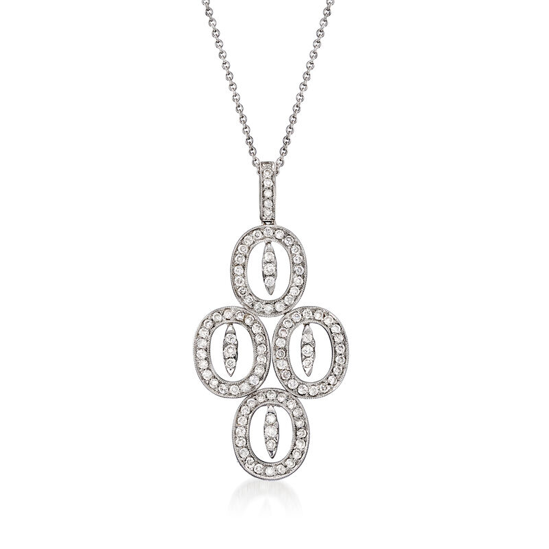 C. 1990 Vintage 1.30 ct. t.w. Diamond Multi-Oval Pendant Necklace in 18kt White Gold. 16&quot; image number 0
