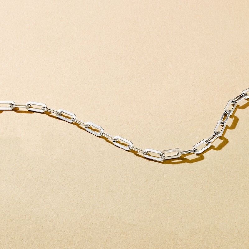 Italian Sterling Silver Paper Clip Link Necklace image number 4