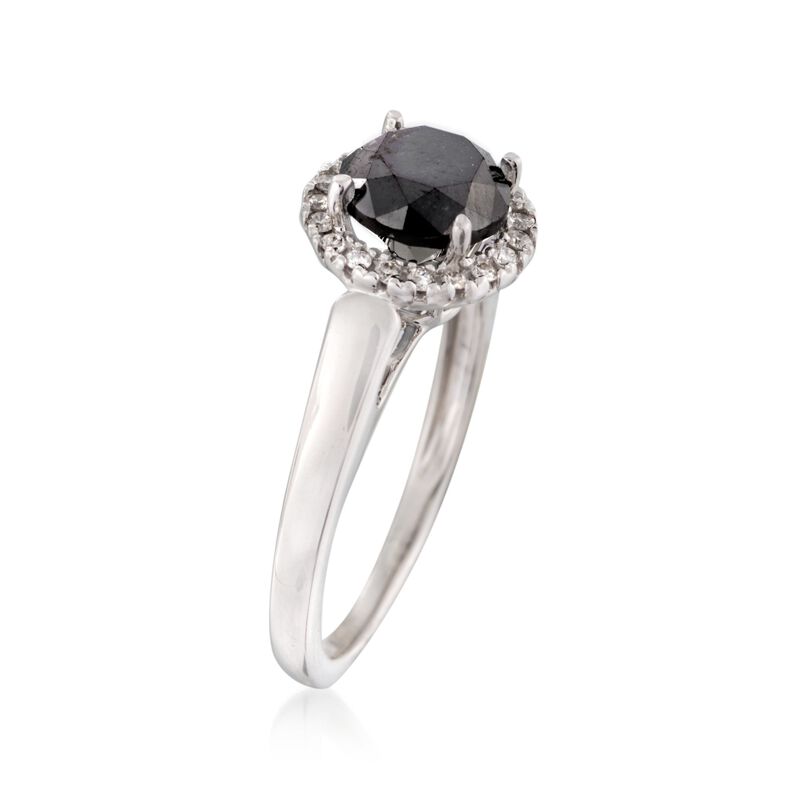 2.00 Carat Black Diamond Ring with .13 ct. t.w. White Diamonds in 14kt White Gold image number 2