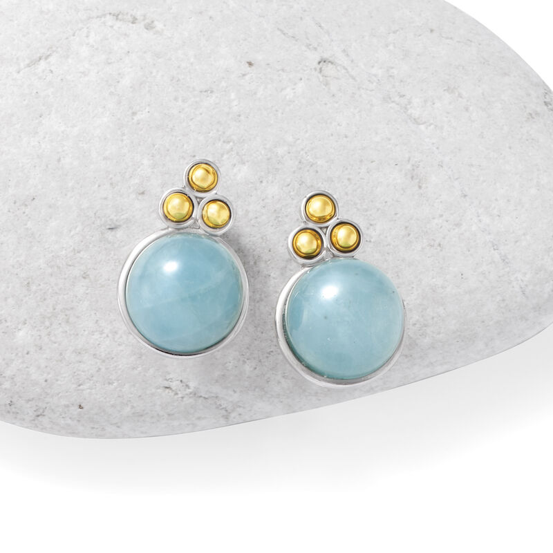 16.00 ct. t.w. Aquamarine Earrings in Sterling Silver with 14kt Yellow Gold image number 2