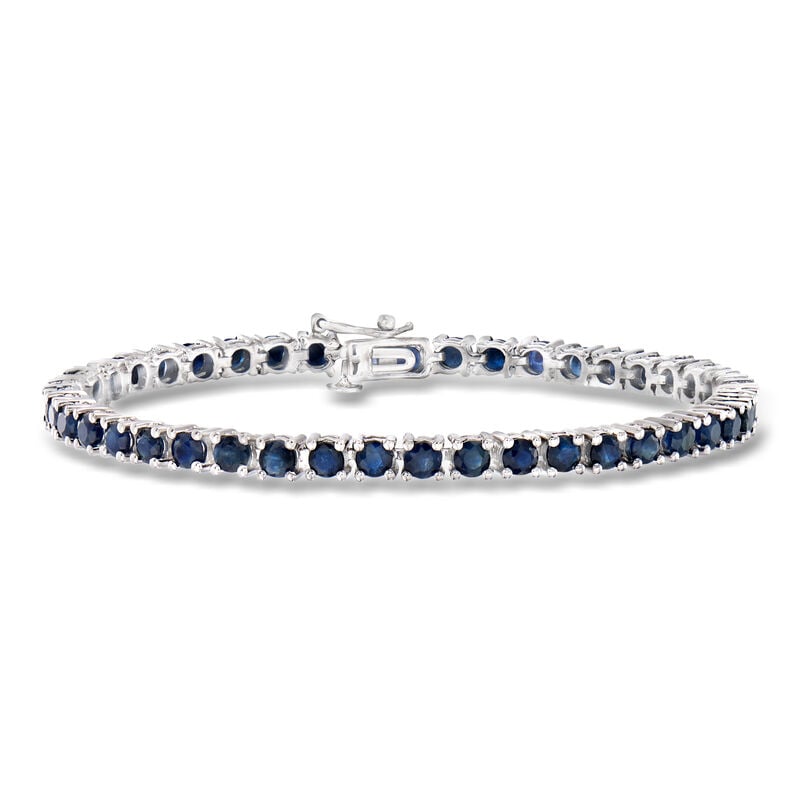 7.90 ct. t.w. Sapphire Tennis Bracelet in Sterling Silver image number 0