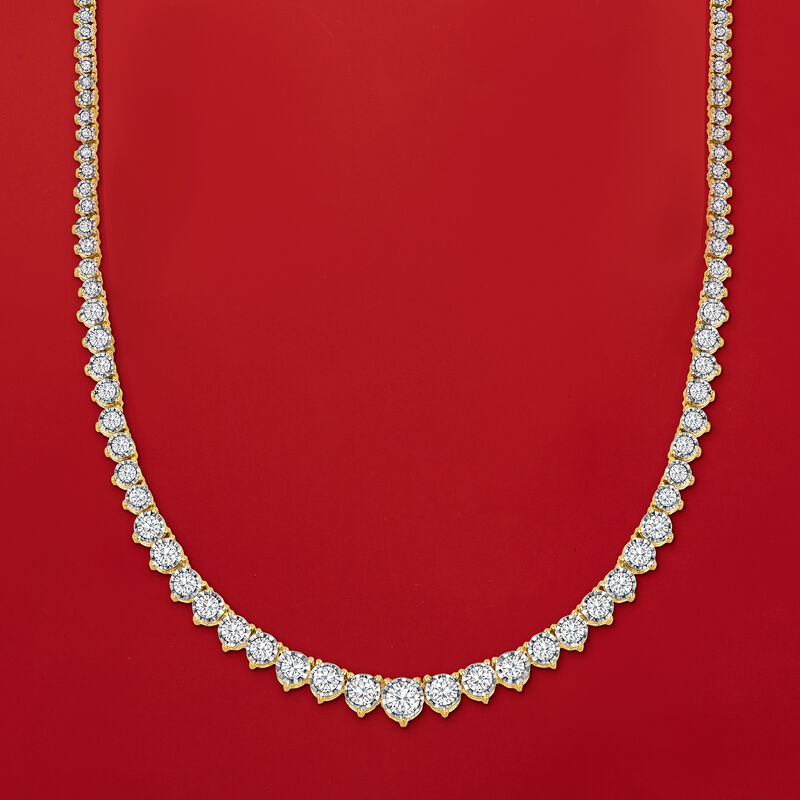 5.00 ct. t.w. Diamond Graduated Tennis Necklace in 18kt Gold Over Sterling