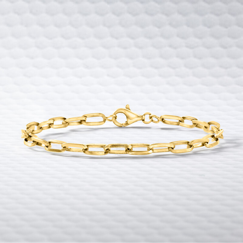 18kt Gold Over Solid Sterling Paper Clip Link Bracelet image number 3