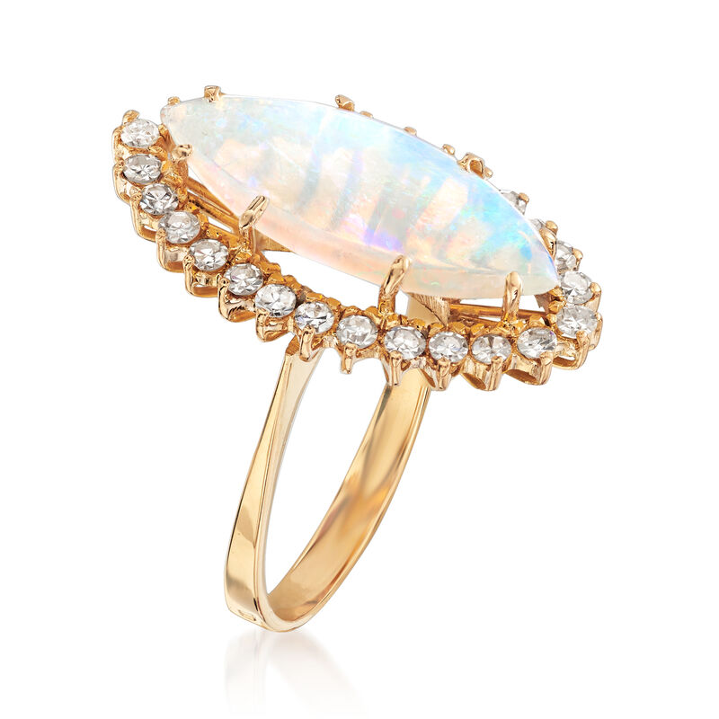 C. 1970 Vintage Opal and .60 ct. t.w. Diamond Ring in 18kt Yellow Gold. Size 7 image number 2