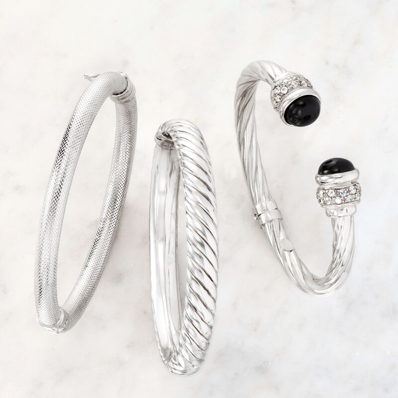 Italian Mesh Tube Bangle Bracelet in Sterling Silver image number 2