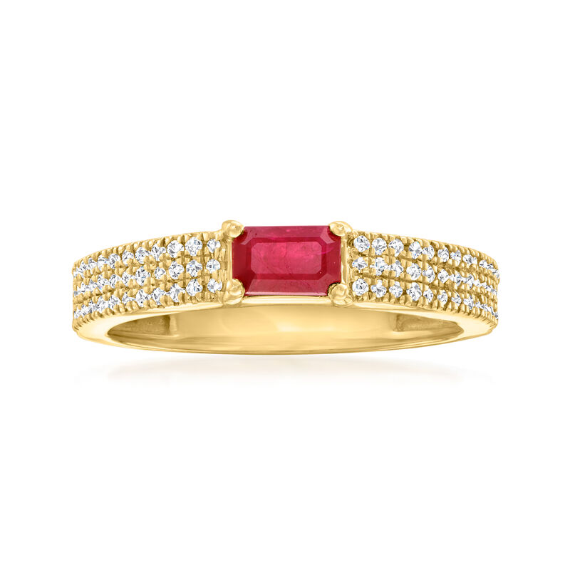 .30 Carat Ruby and .26 ct. t.w. Diamond Ring in 14kt Yellow Gold image number 0