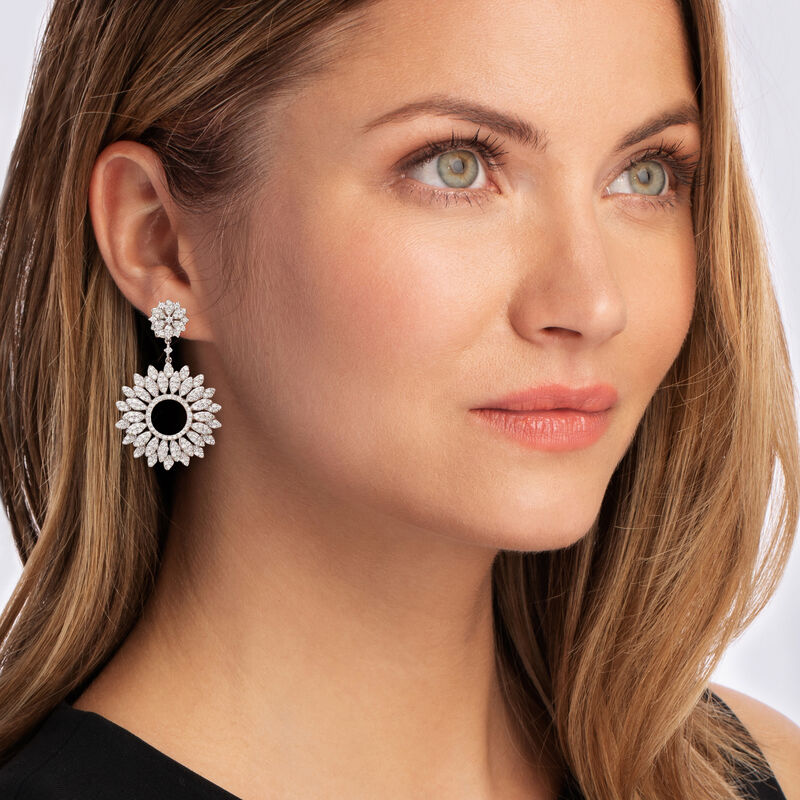 3.90 ct. t.w. Diamond Floral Drop Earrings in 18kt White Gold image number 1
