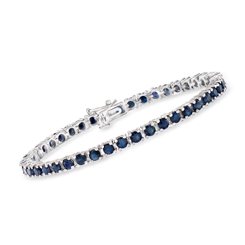 7.90 ct. t.w. Sapphire Tennis Bracelet in Sterling Silver image number 0