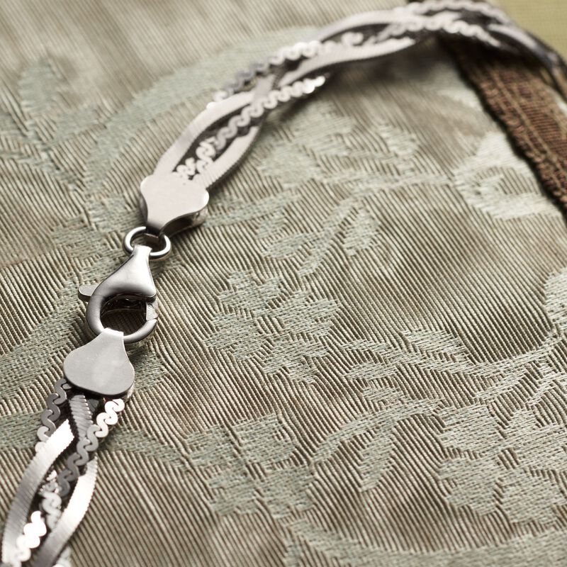 Italian Sterling Silver Braided Chain Necklace image number 4