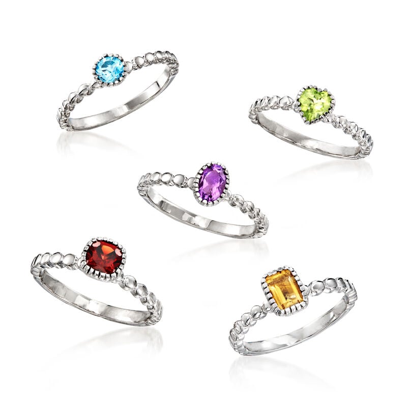 2.50 ct. t.w. Multi-Gemstone Jewelry Set: Five Rings in Sterling Silver image number 3