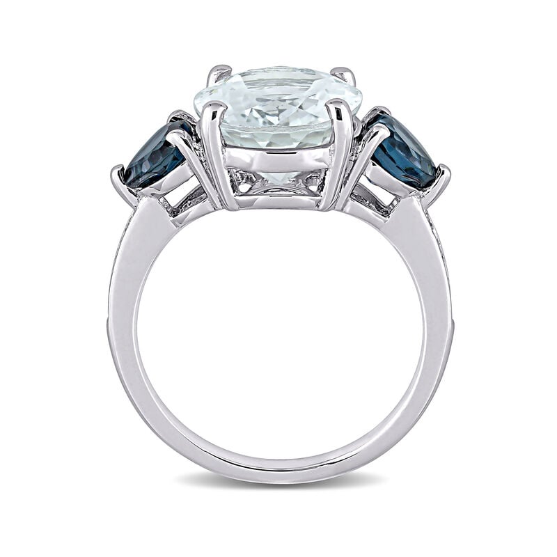 4.20 Carat Aquamarine and .90 ct. t.w. London Blue Topaz Ring with Diamonds in Sterling Silver image number 3
