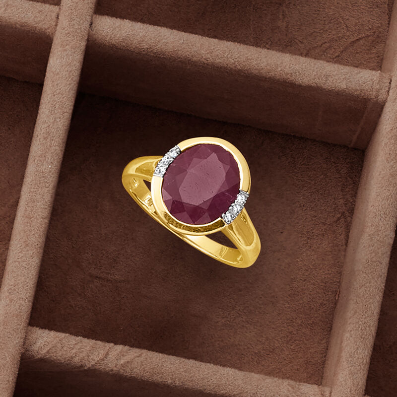 5.00 Carat Ruby Ring with Diamonds in 14kt Yellow Gold image number 4