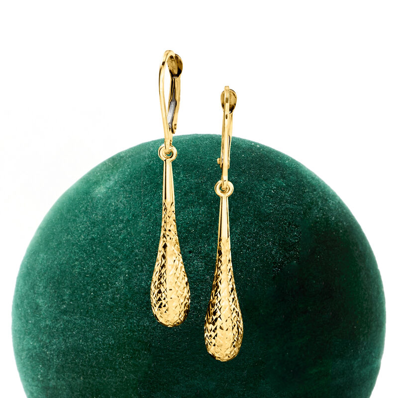 10kt Yellow Gold Teardrop Earrings image number 3