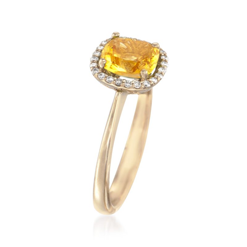 3.00 Carat Citrine and .36 ct. t.w. Diamond Halo Ring in 14kt Yellow Gold image number 2