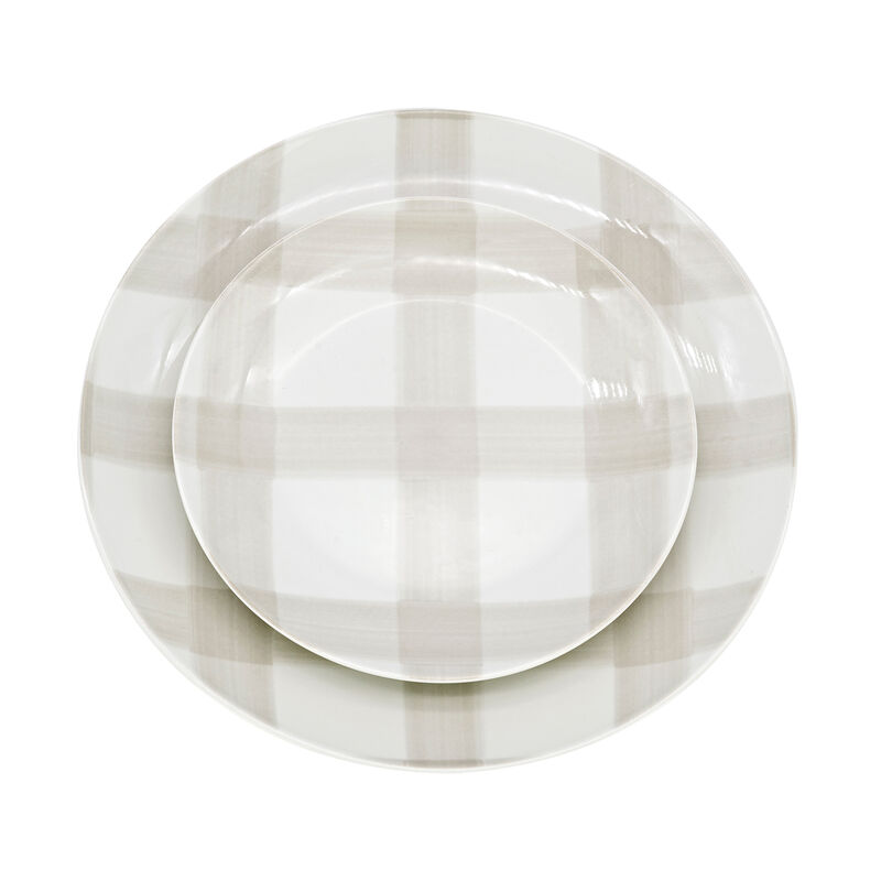 Godinger 12-pc. Service for 4 Plaid Porcelain Dinnerware Set image number 1