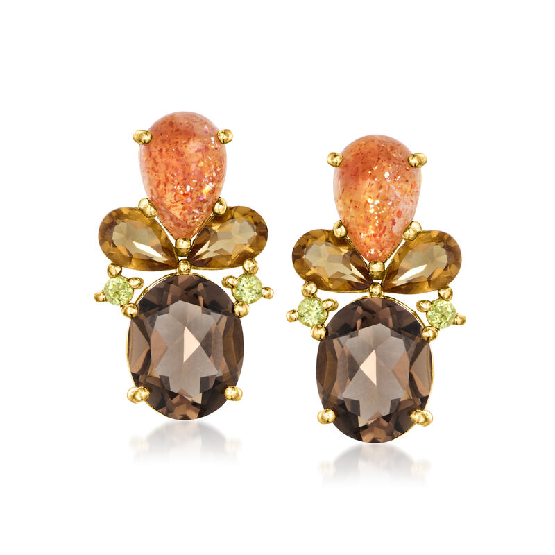 Sunstone and 2.50 ct. t.w. Multi-Gemstone Earrings in 18kt Gold Over Sterling  image number 0