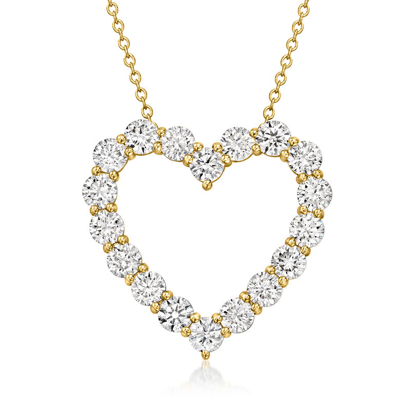 3.00 ct. t.w. Lab-Grown Diamond Heart Pendant Necklace in 14kt Yellow Gold. 16&quot; image number 1