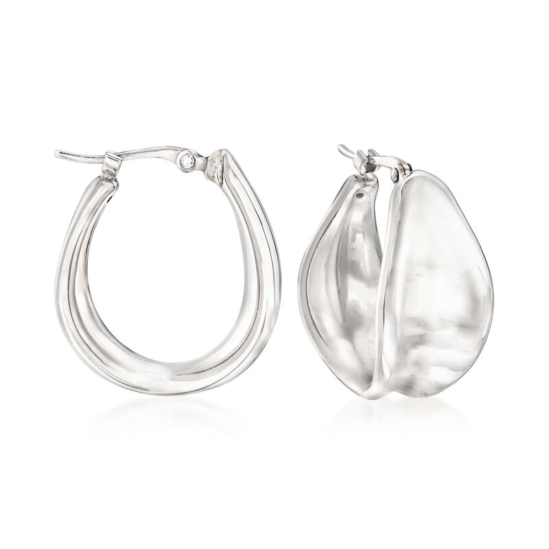 Sterling Silver Concave Hoop Earrings image number 0