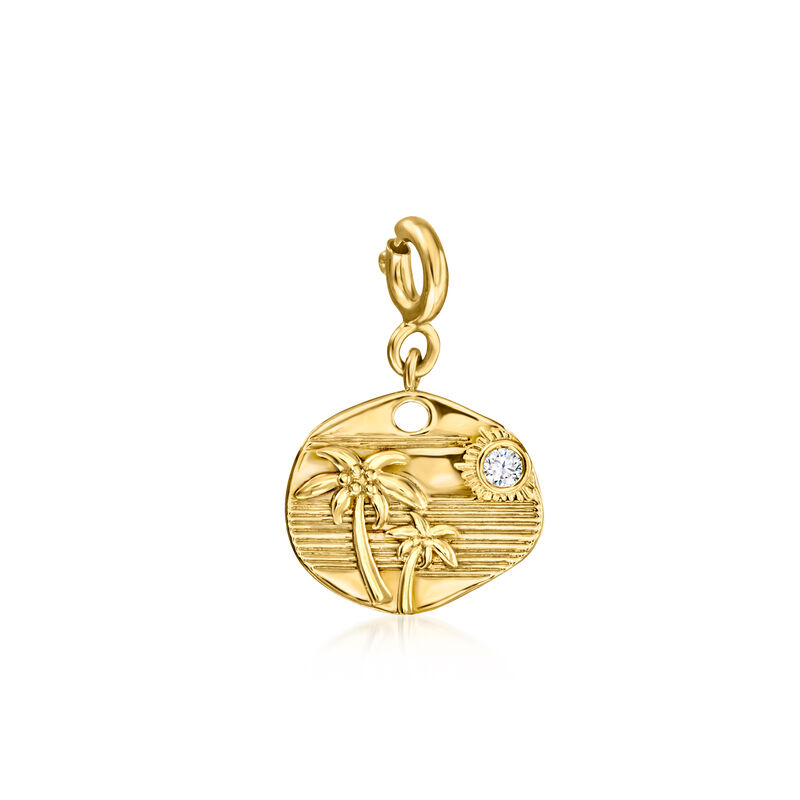 18kt Gold Over Sterling Tropical Charm with Single Diamond image number 1