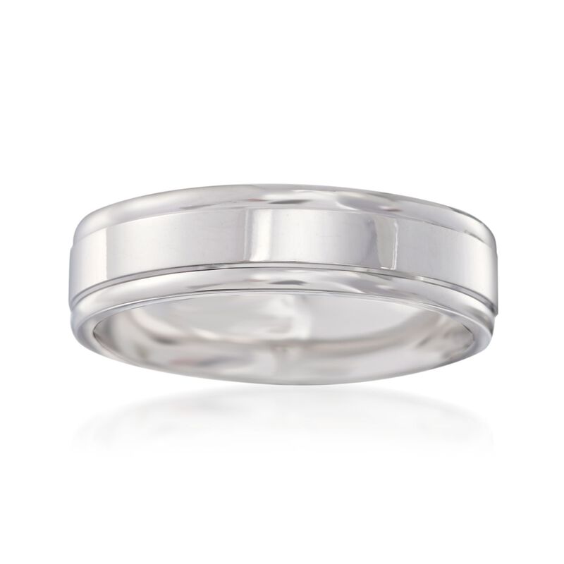 Men's 6mm 14kt White Gold Wedding Ring image number 0