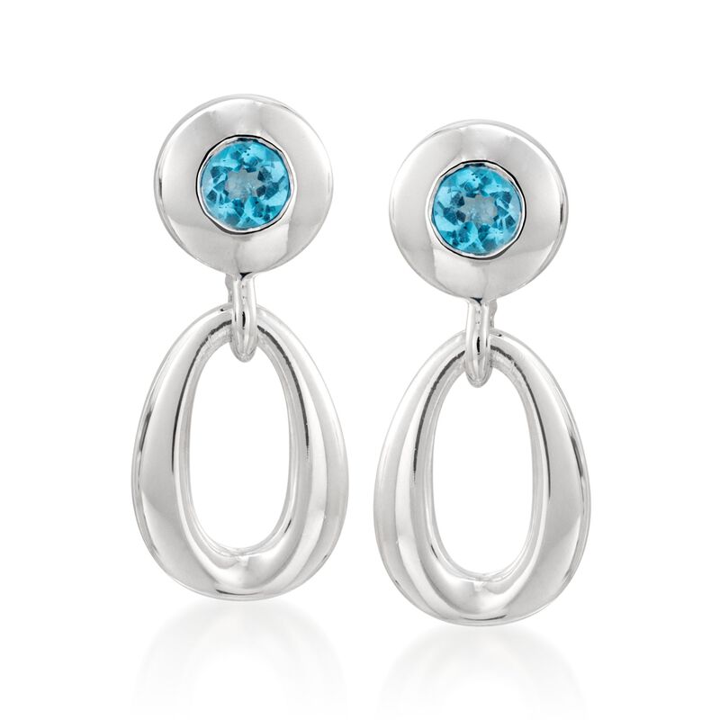 Zina Sterling Silver .60 ct. t.w. Blue Topaz Oval Loop Drop Earrings image number 0