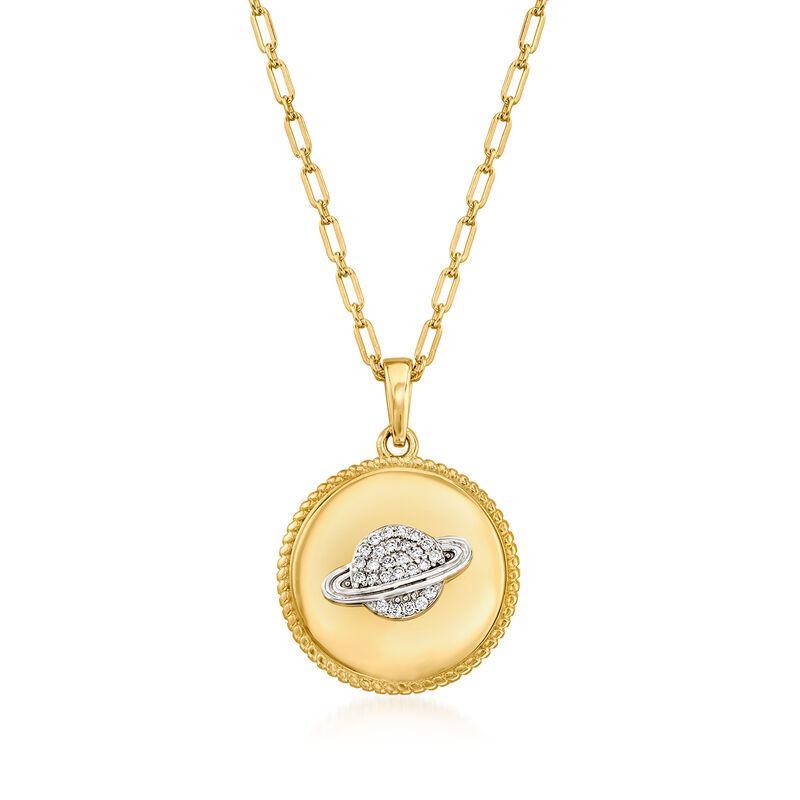 .10 ct. t.w. White Topaz Planet Pendant Necklace in 18kt Gold Over Sterling image number 0