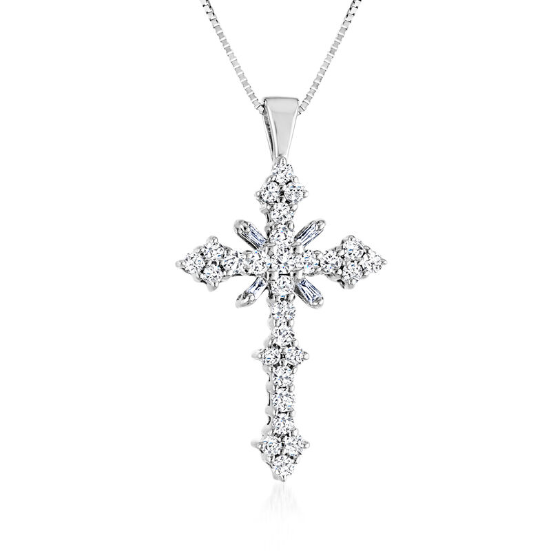1.00 ct. t.w. Diamond Cross Pendant Necklace in 14kt White Gold  image number 0