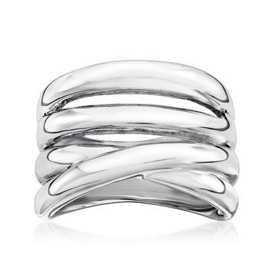 Sterling Silver-Plated Multi-Row Ring