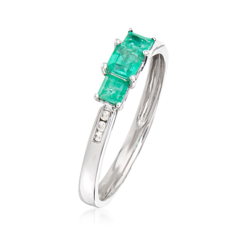 .50 ct. t.w. Emerald Ring with Diamond Accents in 14kt White Gold image number 2