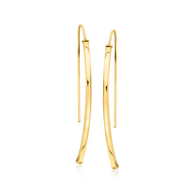 C. 2000 Vintage 14kt Yellow Gold Elongated Curved Bar Drop Earrings