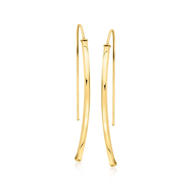 C. 2000 Vintage 14kt Yellow Gold Elongated Curved Bar Drop Earrings image number 0