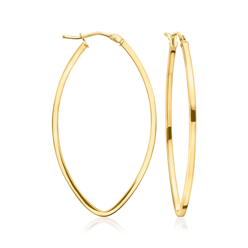 Italian 14kt Yellow Gold Marquise-Shaped Hoop Earrings. 1 3/4" image number 0