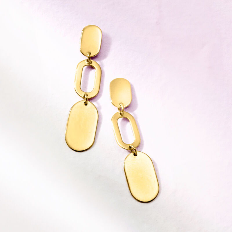 18kt Yellow Gold Geometric Drop Earrings  image number 3