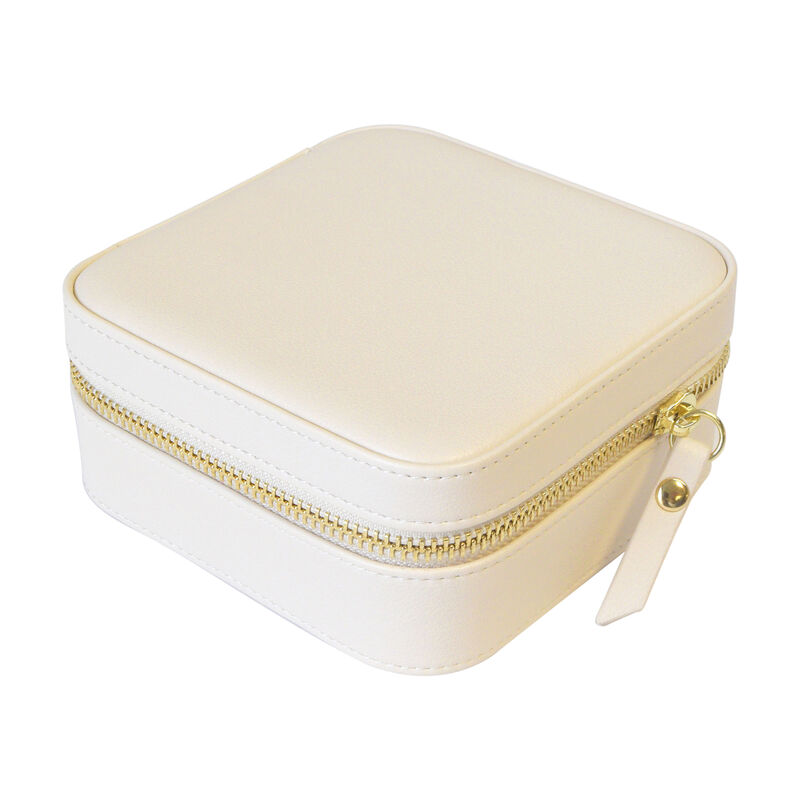 Mele & Co. "Stow and Go" Cream Vegan Leather Square Travel Jewelry Box image number 1