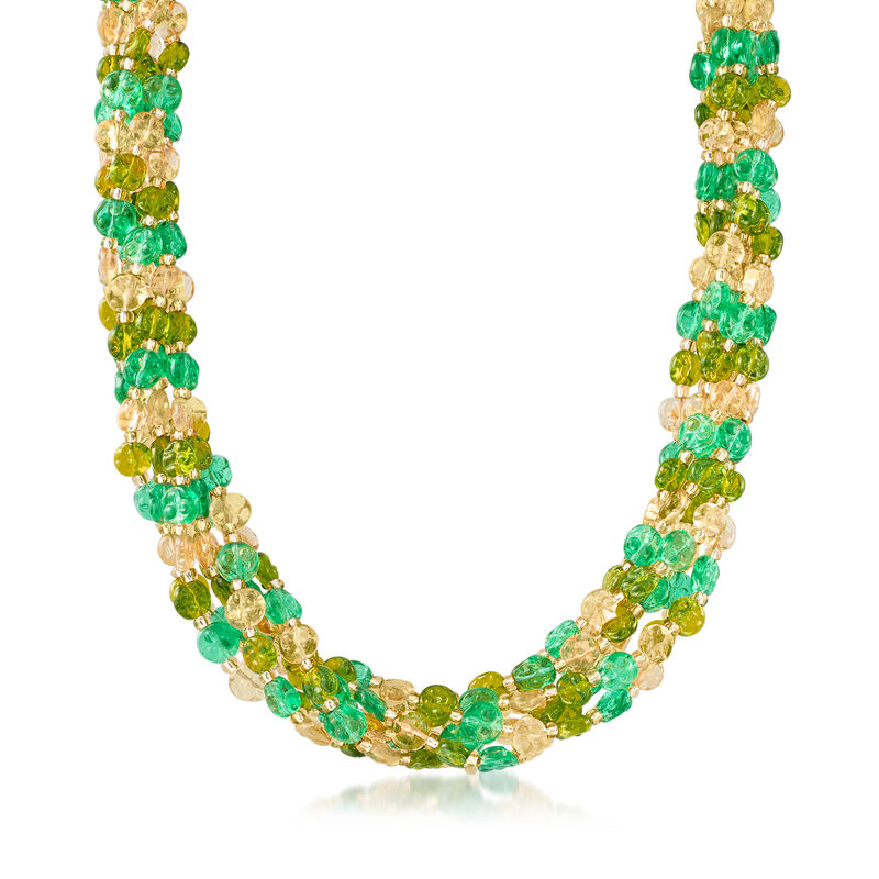 Italian Murano Glass Bead Torsade Necklace in 18kt Gold Over Sterling image number 0