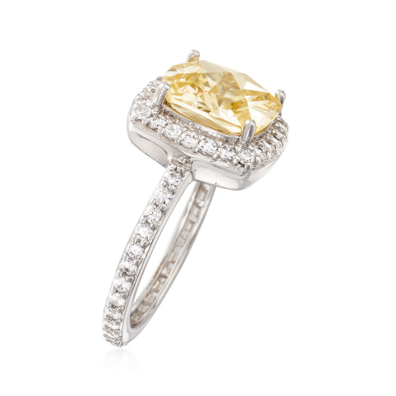 3.40 ct. t.w. Yellow and White CZ Ring in Sterling Silver image number 2