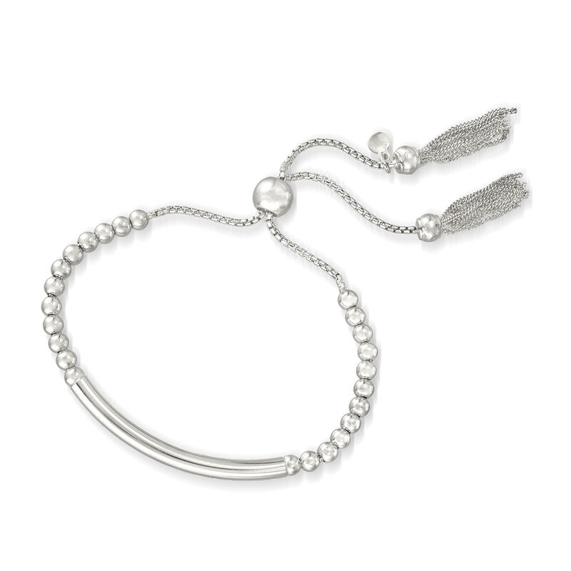 Italian Sterling Silver Bead Bolo Bracelet image number 2