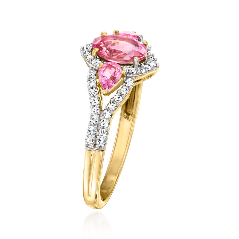 1.10 ct. t.w. Pink Tourmaline Ring with .29 ct. t.w. Diamonds in 14kt Yellow Gold image number 1