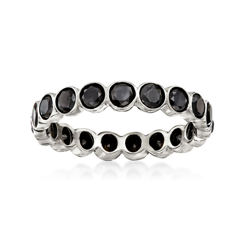 2.00 ct. t.w. Bezel-Set Black Diamond Eternity Band in 14kt White Gold image number 0