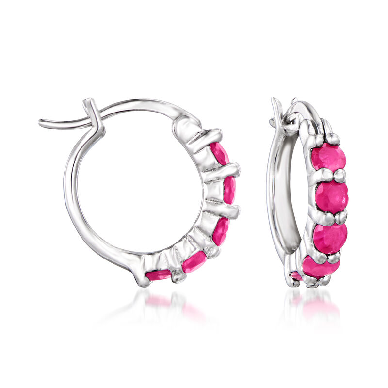 2.60 ct. t.w. Multi-Stone and Sterling Silver Jewelry Set: Three Pairs of Huggie Hoop Earrings image number 2