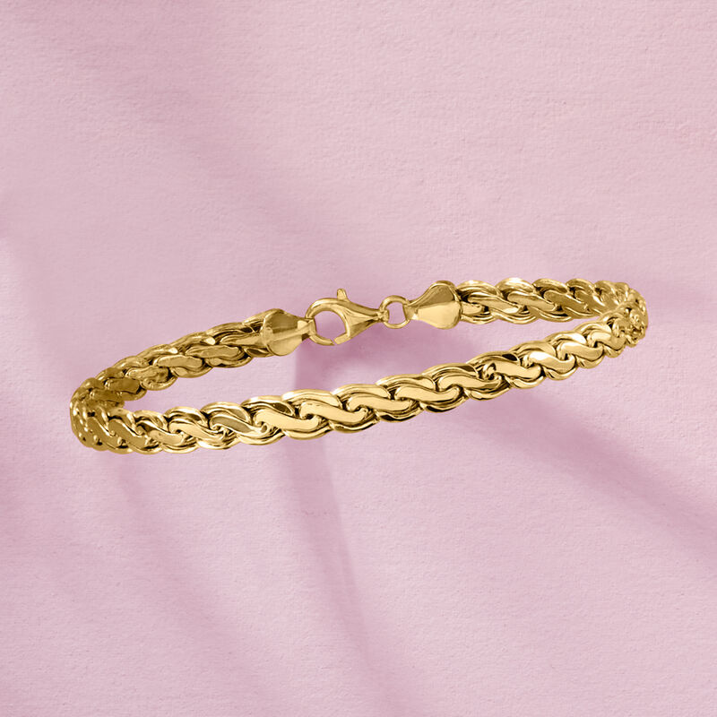14kt Yellow Gold Flat Rope-Chain Bracelet image number 3