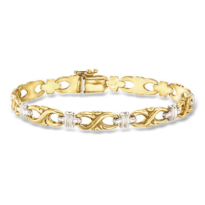 C. 1980 Vintage 14kt Two-Tone Gold Link Bracelet