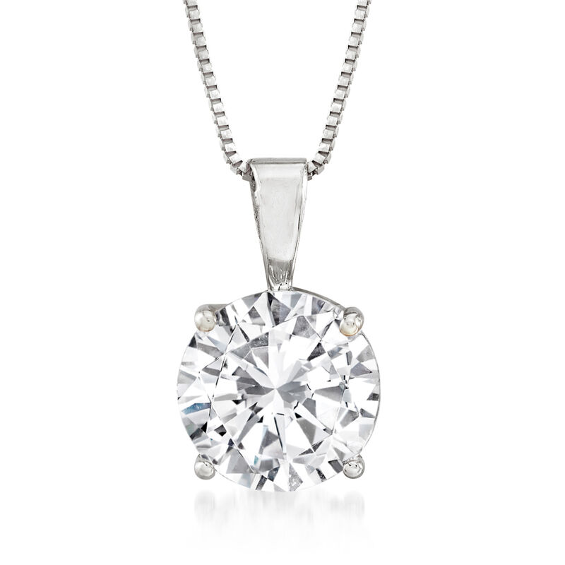 2.00 Carat Diamond Solitaire Necklace in 14kt White Gold. 18&quot; image number 1